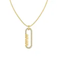 Collier MAMA en argent sterling S925 doré avec pendentif ovale serti de zircons - Argent 925 / Style Doré (DY190838-S-G-WH)