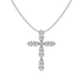 Elegante S925 zilveren kruis ketting met druppel- en ronde zirkoniasteen versiering - Platina