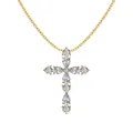 S925 sterling zilveren kruis ketting met peervormige zirkonia in goudkleurige finish - Goud