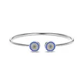Brazalete abierto de plata S925 con dijes de ojo turco azul y circonitas engastadas - Plata 925 / Oro Blanco DY170037-S-W-BA#20