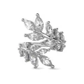 S925 sterling silver open ring featuring marquise-cut leaf shaped zircon stones - Adjustable Open / Rhodium Plated Clear Zircon DY120953