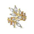Gold leaf ring with marquise zircon stones in a double-layer vine design for women - Adjustable Open / Gold Plated Clear Zircon DY120953