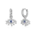 Pendientes de ojo turco de plata S925 con circonitas azules sobre fondo blanco puro - Plata 925 / Platino (DY110284-S-W-BA)