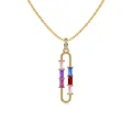 Collier en or avec pierres de zircon rectangulaires multicolores au design de corde - Argent 925 / Collier-Or Pierre Colorée (DY190711)