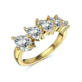 Elegant S925 sterling silver gold ring with five pear-shaped gradient cubic zirconia - US 6 / Gold