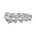 S925 sterling silver ring with five gradient pear-shaped cubic zirconia stones - Size 9 / Five-Diamond Teardrop Style (DY121076) / Platinum (DY121076)