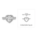S925 sterling silver detachable two-in-one ring set with sparkling heart pink zircon - Size 6 / Detachable Heart Ring Set (DY121048) / White Gold