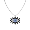 Collier en argent 925 avec pendentif œil protecteur serti de zircons bleus et blancs - Blanc Noir Or (DY190823) / Argent 925