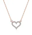 Collier en argent S925 or rose avec pendentif cœur ajouré et zircons étincelants - Cœur Or Rose (DY190486-S-R-WH)