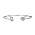 Minimalistischer S925 Sterling Silber Armreif mit Zirkonia-Buchstabe Q und Herzmotiv - Buchstabe Q (DY170054) / 925er Silber / Weißgold
