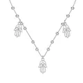 Collier main de Fatima en argent S925 avec chaîne vénitienne et perles polies et zircon - Argent 925 / Or blanc
