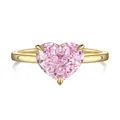S925 sterling silver ring featuring a heart-cut pink zircon in a gold-plated setting - Size 6 / Heart Ice Crushed Style (DY120610) / Pink (Gold Tone) (DY120610)