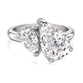 Exquisite S925 sterling silver Toi et Moi ring with two pear-cut ice flower zircon stones - Double Pear Cut (DY121072)
