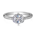 Elegant 925 sterling silver V-shape ring featuring an oval-cut cubic zirconia in four-prong setting - US 5 / Silver-Solitaire-Oval Cut