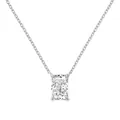 S925 sterling silver necklace with emerald cut radiant zirconia pendant on cable chain - Radiant Cut Zirconia Pendant Necklace (DY190886-S-W-WH)
