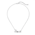 Polished S925 sterling silver Love heart necklace set with micro-pave cubic zirconia - Heart Letter Necklace (DY190789) / Silver