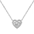 Élégant collier pendentif cœur en argent S925 avec zircons cubiques scintillants en goutte - Argent 925 / Or Blanc (DY190799-S-W-WH)