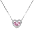 Collier en argent S925 avec pierres roses taillées en poire et design cœur halo - Argent 925 / Or Blanc (DY190799-S-W-BF)