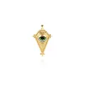 Detailed view of 18K gold plated cone pendant with green enamel Evil Eye design - Bright Green Eye (3) / 51x32x9mm