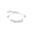 Pulsera plateada minimalista con placa pulida y cadena de serpiente estilo geométrico - Oro blanco