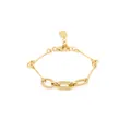 Pulsera geométrica bañada en oro de 18 quilates con eslabones espirales y anillos ovales - Dorado