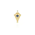 Macro view of 18K gold plated Evil Eye pendant with blue inlay and granulation detail - Deep Blue Layered Eye (6) / 51x32x9mm