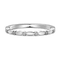 Minimalist S925 sterling silver ring with 5 round zircons and brushed geometric design - US 5 / White Gold Color (Women)