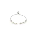 Silver adjustable bracelet featuring six round pale yellow gemstones and a slider clasp - Light Green