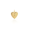 18K gold plated heart pendant with zircon letter A and radiant textured edges - Letter A Style