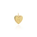 Detailed close-up of 18K gold-plated heart pendant with letter B and ribbed texture - Letter B Style