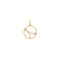 18K gold plated zodiac pendant with micro-pave cubic zirconia on a white background - Cancer