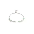 Detail of adjustable silver bracelet with six translucent light green gemstones - Yellow-Green
