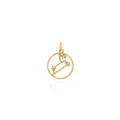 Macro shot of 18K gold plated Leo zodiac pendant with micro-paved sparkling cubic zirconia - Leo