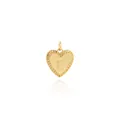 Detail view of 18K gold plated heart pendant with letter E engraving and zircon accents - Letter E Style