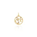 Close-up of 18K gold-plated zodiac pendant with sparkling zircon star patterns - Sagittarius