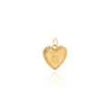 Detailed close-up of 18K gold plated heart pendant with zircon letter G engraving - Letter G Style