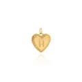 Macro shot of 18K gold plated heart pendant featuring letter H and zircon detail - Letter H Style