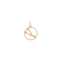 Macro view of 18K gold plated Taurus zodiac pendant with shimmering zircon inlays - Taurus