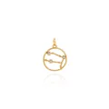Detail of 18K gold-plated zodiac pendant with micro-set zircons for DIY jewelry making - Gemini