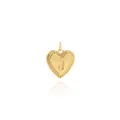 Macro detail of 18K gold-plated heart pendant with letter J and zircon micro-inlay - Letter J Style