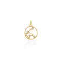 Detailed view of 18K gold plated zodiac pendant with micro-set cubic zirconia stones - Aquarius