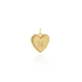 Detailed view of an 18K gold-plated heart pendant with letter M and zircon stone - Letter M Style