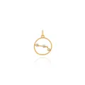 Macro detail of 18K gold-plated zodiac pendant with micro-p镶嵌 zircon stones - Aries
