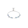 Adjustable silver bracelet with six round blue gemstones and sliding pull closure - Sky Blue