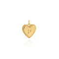 Macro shot of 18K gold-plated heart pendant with letter P and micro-pave cubic zirconia - Letter P Style