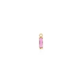 Macro shot of rectangular pink zircon pendant with minimalist 18K gold-plated bezel setting - Rose Red