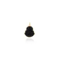 Vista detallada del colgante de buda negro con baño de oro de 18K y circonitas brillantes - Negro
