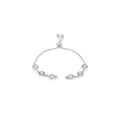 Adjustable 18K gold plated bracelet with six round pink stones and bolo clasp - Amber