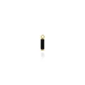 Detail of 18K gold-plated rectangular pendant with black gemstone and polished metal frame - Black