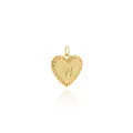 Detail of 18K gold plated heart pendant with embossed letter W and zircon accents - Letter W Style